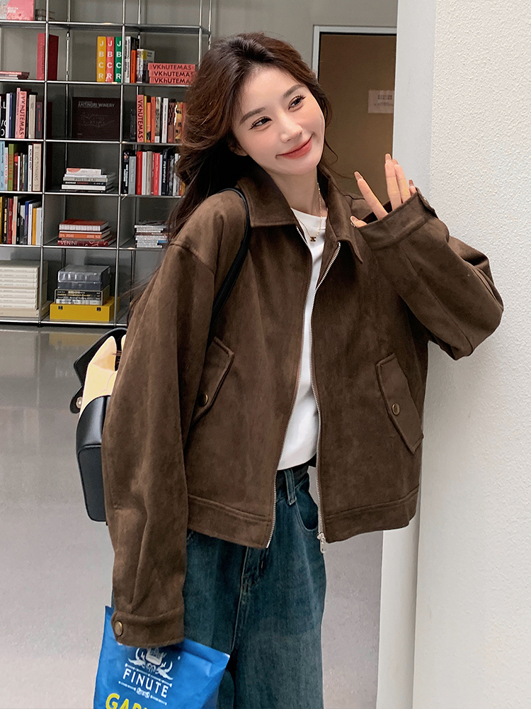 Women's Mila Short Suede Jacket - Vintage American Chic, Cool Leather Style for Spring and Autumn