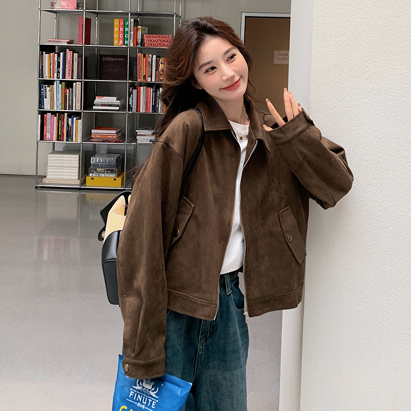 Women's Mila Short Suede Jacket - Vintage American Chic, Cool Leather Style for Spring and Autumn