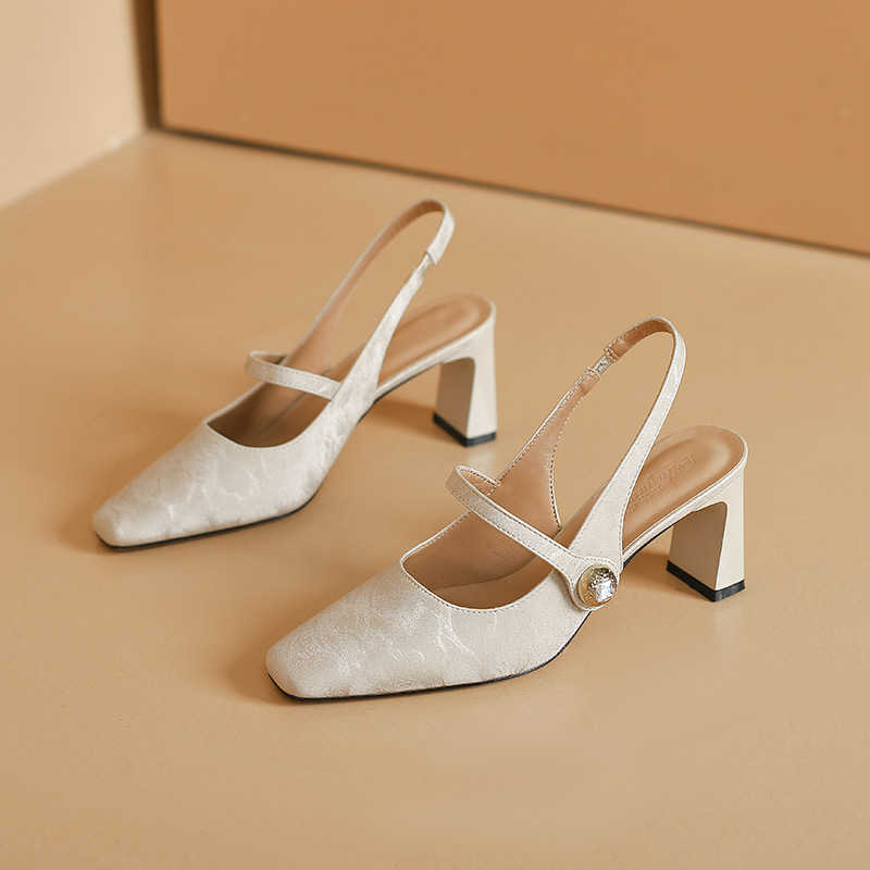 Women's National Style High-Heeled Shoes, Chunky Heel Mary Jane Flats, Closed-Toe Sandals, Summer 2025, Chinese Qipao Inspired Women's National Style High-Heeled Shoes, Chunky Heel Mary Jane Flats, Closed-Toe Sandals, Summer 2025, Chinese Qipao Inspired