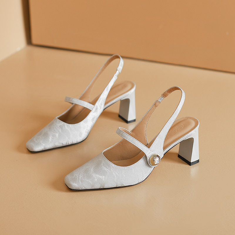 Women's National Style High-Heeled Shoes, Chunky Heel Mary Jane Flats, Closed-Toe Sandals, Summer 2025, Chinese Qipao Inspired Women's National Style High-Heeled Shoes, Chunky Heel Mary Jane Flats, Closed-Toe Sandals, Summer 2025, Chinese Qipao Inspired