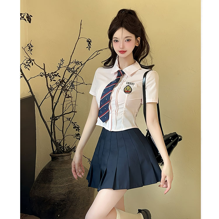 Women's Pink Pleated Skirt & Waist-Tight Short Shirt Uniform for Beauty Salon Spa Foot Massage Therapists - Stylish & Professional