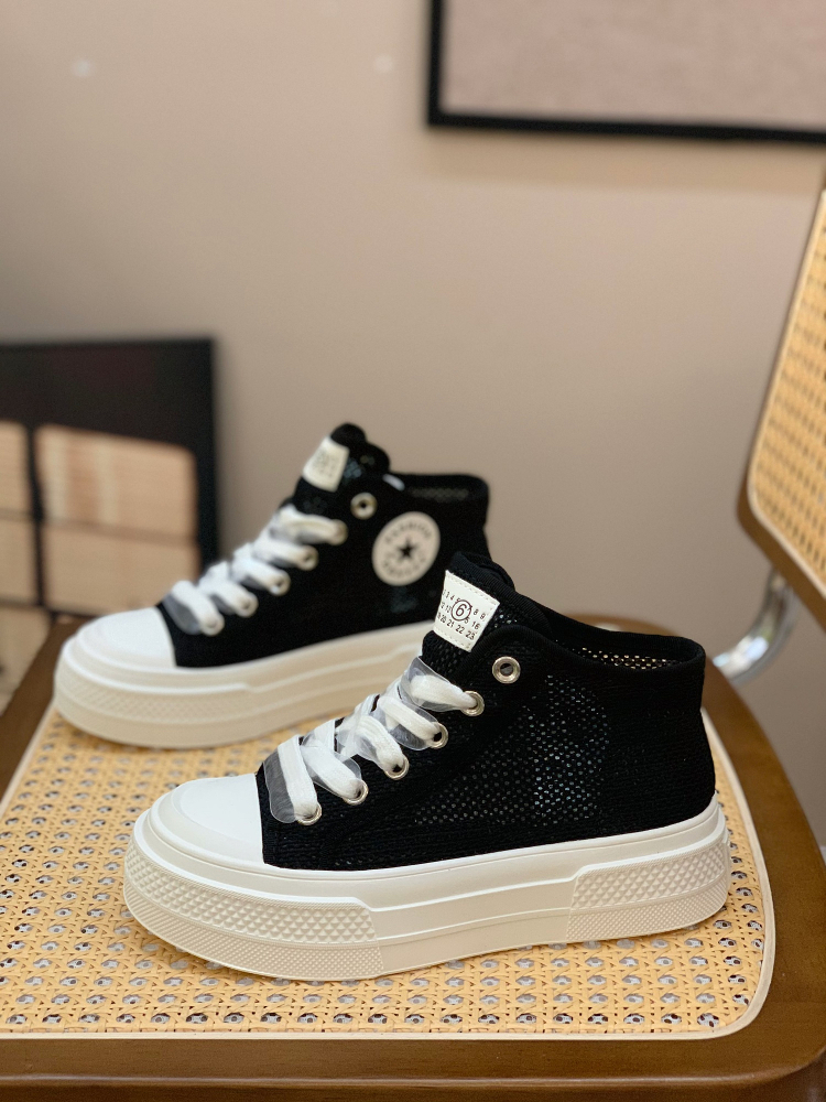 Women's Platform High-Top Sneakers, Trendy Lace-Up Casual Shoes for Summer 2025, Breathable White Design