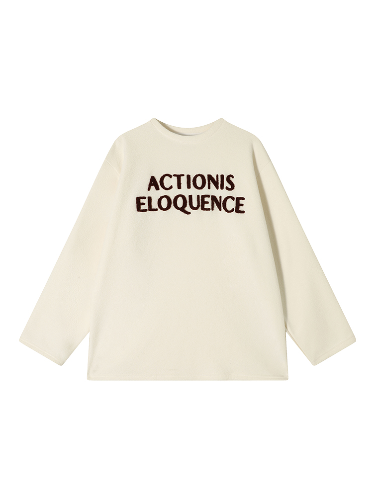 Women's Printed Fleece Round Neck Long Sleeve T-Shirt - Winter Korean Style Versatile Loose Warm Base Layer Top Women's Printed Fleece Round Neck Long Sleeve T-Shirt - Winter Korean Style Versatile Loose Warm Base Layer Top