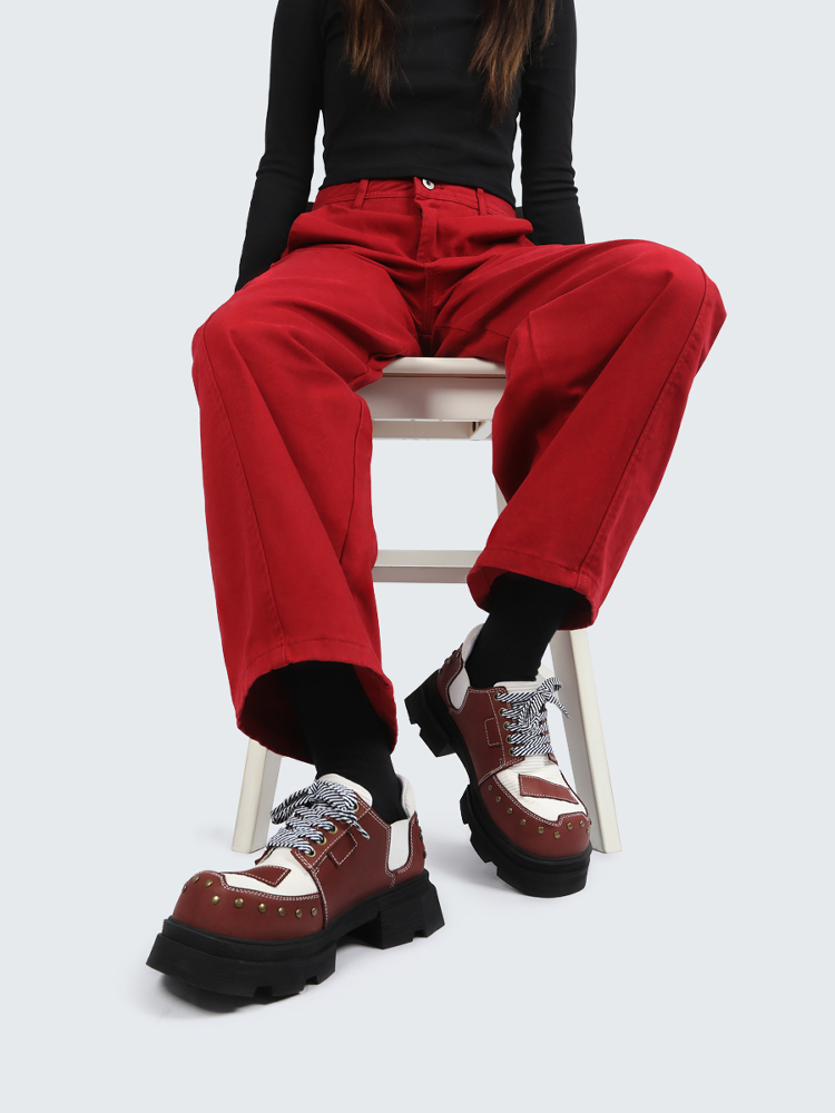 Women's Punk Derby Shoes - 2025 Summer Slim-Fit Leather with Thick Soles, Dark Aesthetic, Trendy Footwear