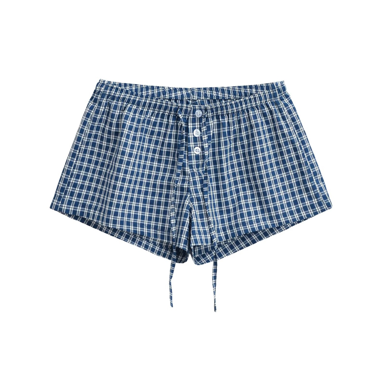 Women's Red Plaid Wide-Leg Shorts - Elastic Waist, Button Detail, Casual Cotton Bottoms for Home and Beach, 90s American Style