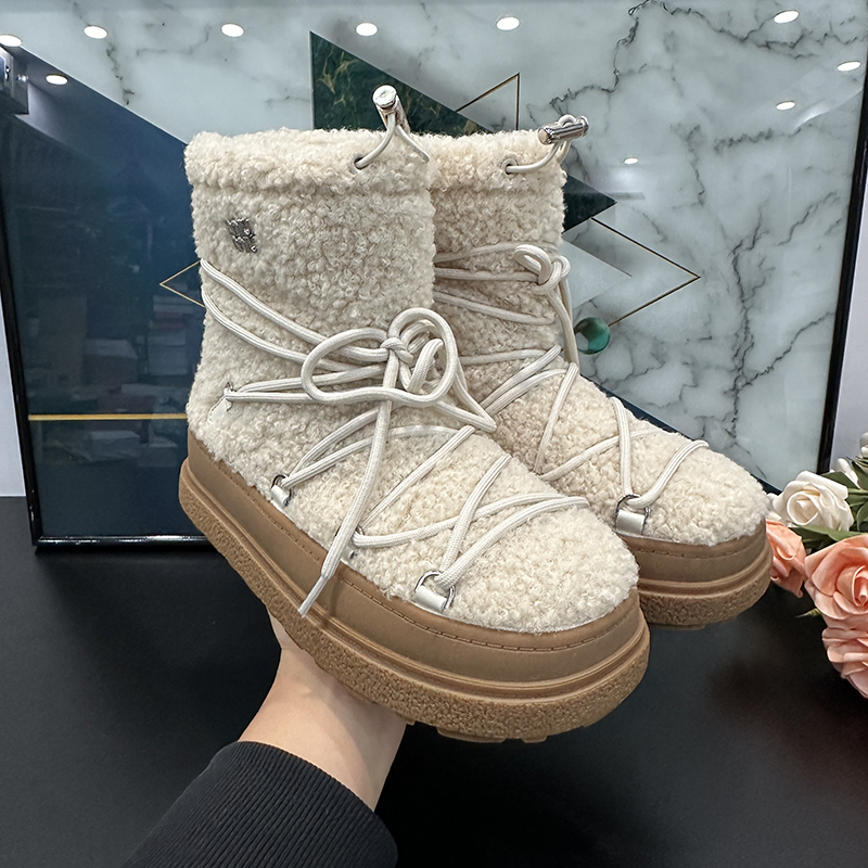 Women's Retro Furry Snow Boots 2025 - Warm Mid-Calf Round Toe Flat Cotton Winter Boots