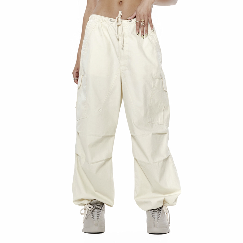 Women’s Retro Style Casual Cargo Pants with Drawstring Waist - Loose Fit Solid Color Pocket Trousers for Versatile Everyday Wear Women’s Retro Style Casual Cargo Pants with Drawstring Waist - Loose Fit Solid Color Pocket Trousers for Versatile Everyday Wear
