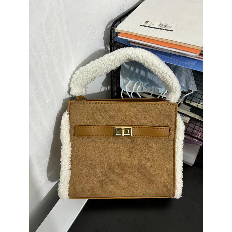 Women's Retro Suede Plush Tote Bag - Large Capacity Versatile Shoulder & Crossbody Bag for Autumn/Winter 2025