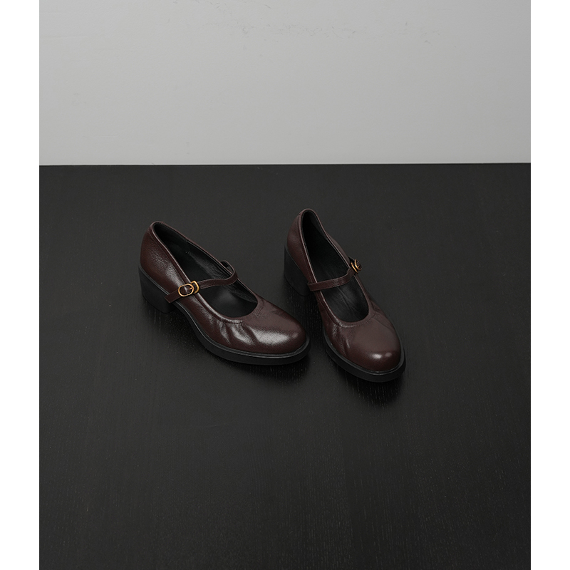 Women's Round-Toe Low-Cut Mid-Heel Soft Leather Mary Jane Shoes with Single Buckle - Elegant Vintage Style Footwear Women's Round-Toe Low-Cut Mid-Heel Soft Leather Mary Jane Shoes with Single Buckle - Elegant Vintage Style Footwear