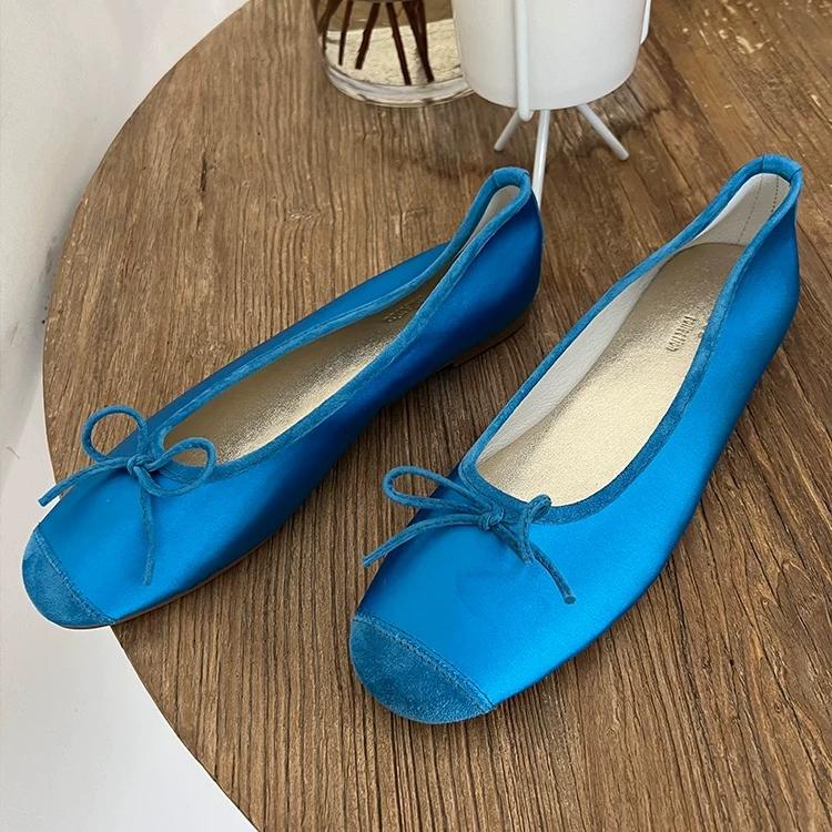 Women's Satin Round-Toe Ballet Flats - Soft-Bottom Casual Loafers for Everyday Wear
