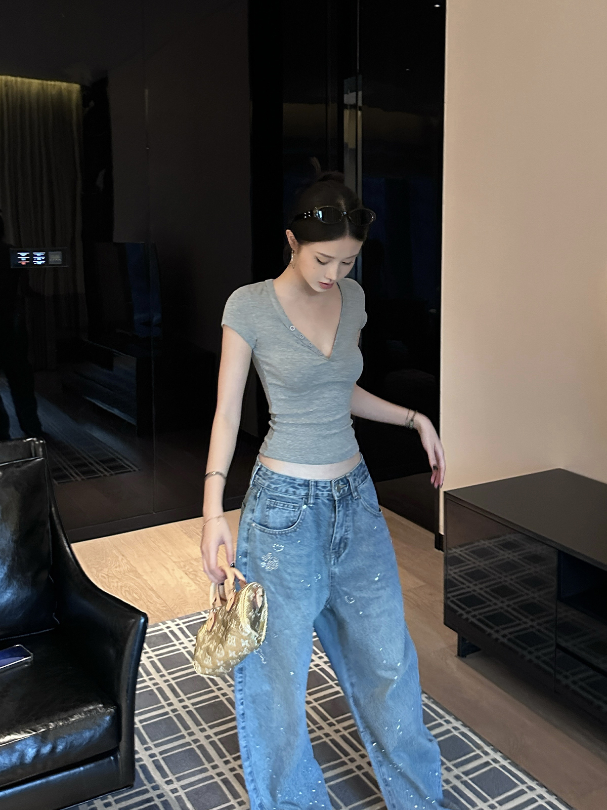 Women's Slim Fit Buttoned Collar Short Sleeve T-Shirt - Versatile Sexy Summer Top for Casual Outfits Women's Slim Fit Buttoned Collar Short Sleeve T-Shirt - Versatile Sexy Summer Top for Casual Outfits