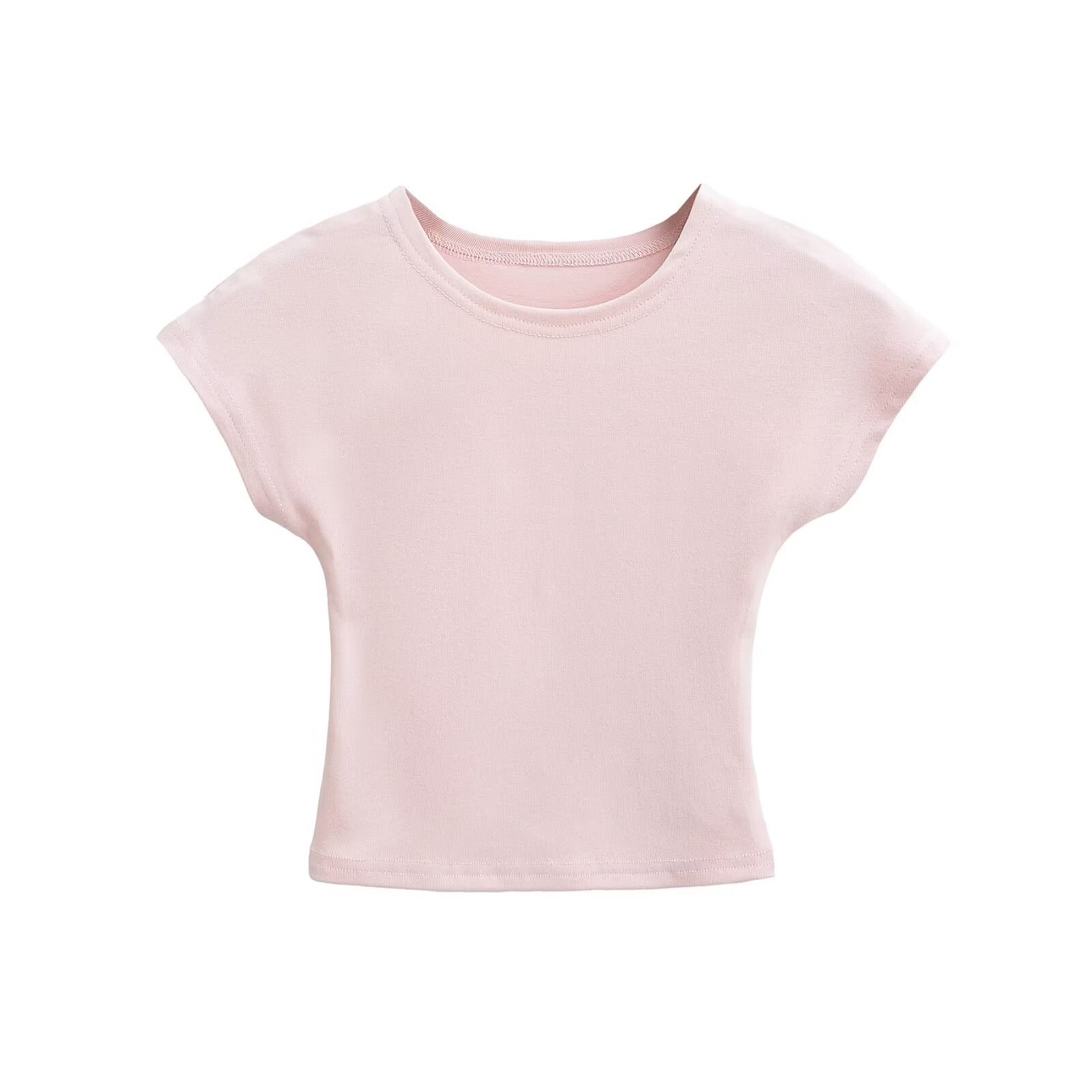 Women's Slim Fit Cropped Short Sleeve T-Shirt - Jazz Street Dance Style, Round Neck with Flutter Sleeves, High-Waisted 2025 Fashion