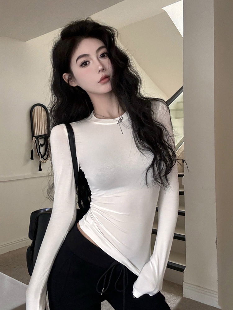 Women's Slim Fit Jazz Dance Top - Niche Thin Base Layer K-Pop Style Short Shirt for Girl Group Music Festival Outfits Women's Slim Fit Jazz Dance Top - Niche Thin Base Layer K-Pop Style Short Shirt for Girl Group Music Festival Outfits