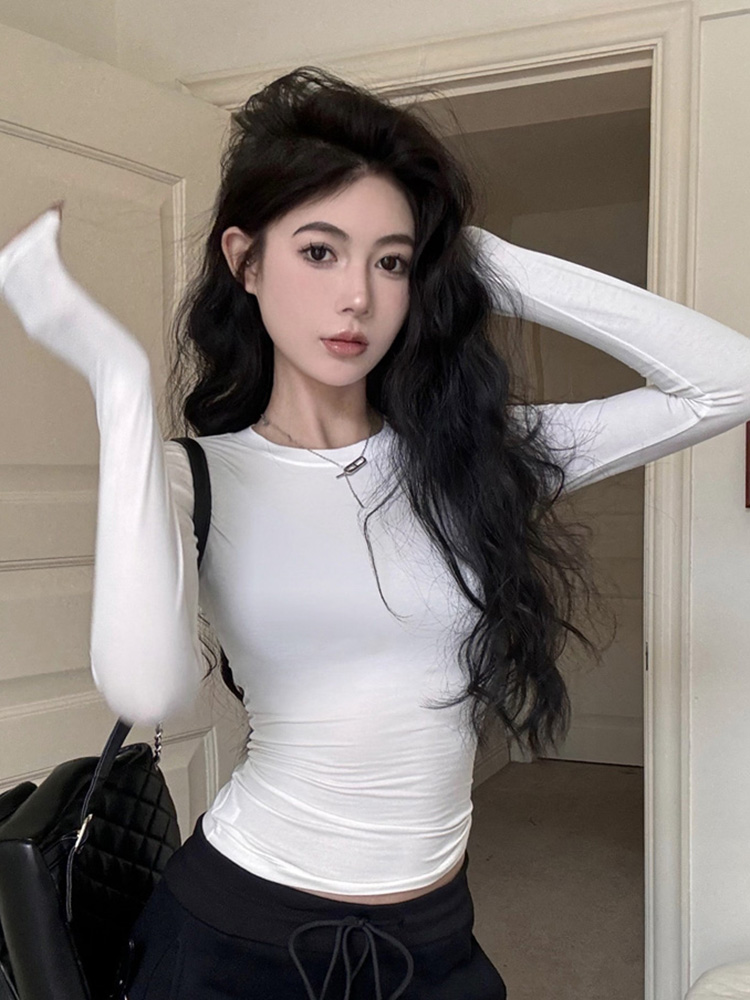 Women's Slim Fit Jazz Dance Top - Niche Thin Base Layer K-Pop Style Short Shirt for Girl Group Music Festival Outfits Women's Slim Fit Jazz Dance Top - Niche Thin Base Layer K-Pop Style Short Shirt for Girl Group Music Festival Outfits