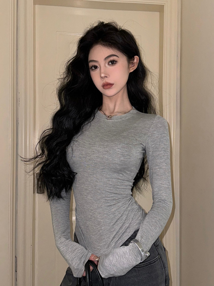 Women's Slim Fit Jazz Dance Top - Niche Thin Base Layer K-Pop Style Short Shirt for Girl Group Music Festival Outfits