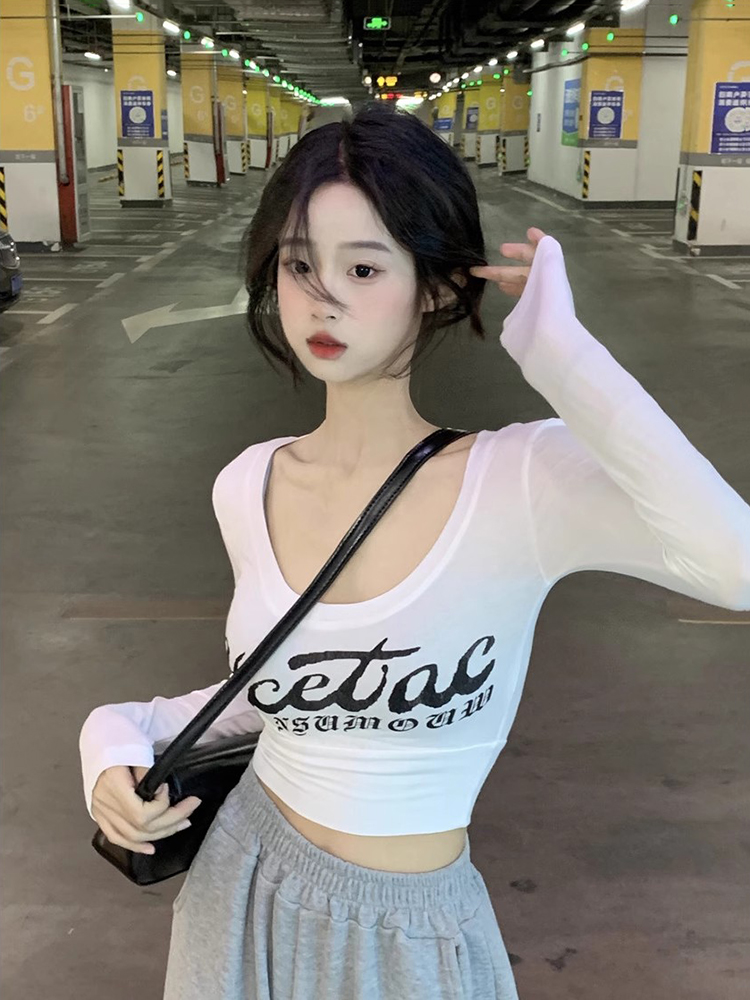 Women's Slim Fit Long Sleeve Jazz Dance Top - White Performance T-Shirt for Spring and Autumn, Perfect for Group Performances Women's Slim Fit Long Sleeve Jazz Dance Top - White Performance T-Shirt for Spring and Autumn, Perfect for Group Performances