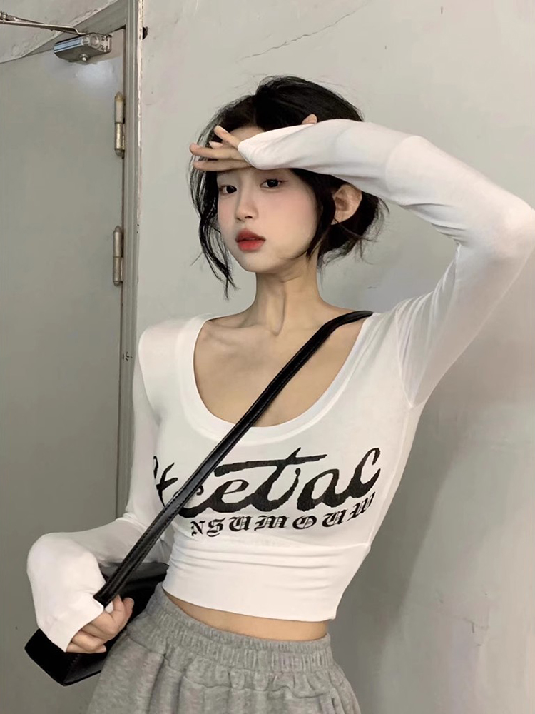 Women's Slim Fit Long Sleeve Jazz Dance Top - White Performance T-Shirt for Spring and Autumn, Perfect for Group Performances Women's Slim Fit Long Sleeve Jazz Dance Top - White Performance T-Shirt for Spring and Autumn, Perfect for Group Performances