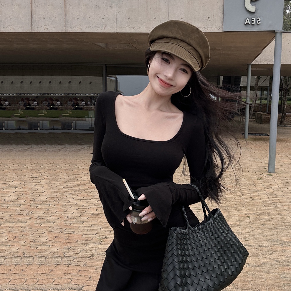 Womenâ€™s Slim-Fit Short Base Shirt - K-Pop American Jazz Dance Top for Spring & Autumn Music Festival Outfits