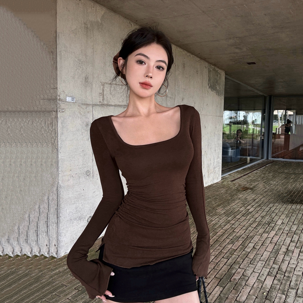 Women’s Slim-Fit Short Base Shirt - K-Pop American Jazz Dance Top for Spring & Autumn Music Festival Outfits Women’s Slim-Fit Short Base Shirt - K-Pop American Jazz Dance Top for Spring & Autumn Music Festival Outfits