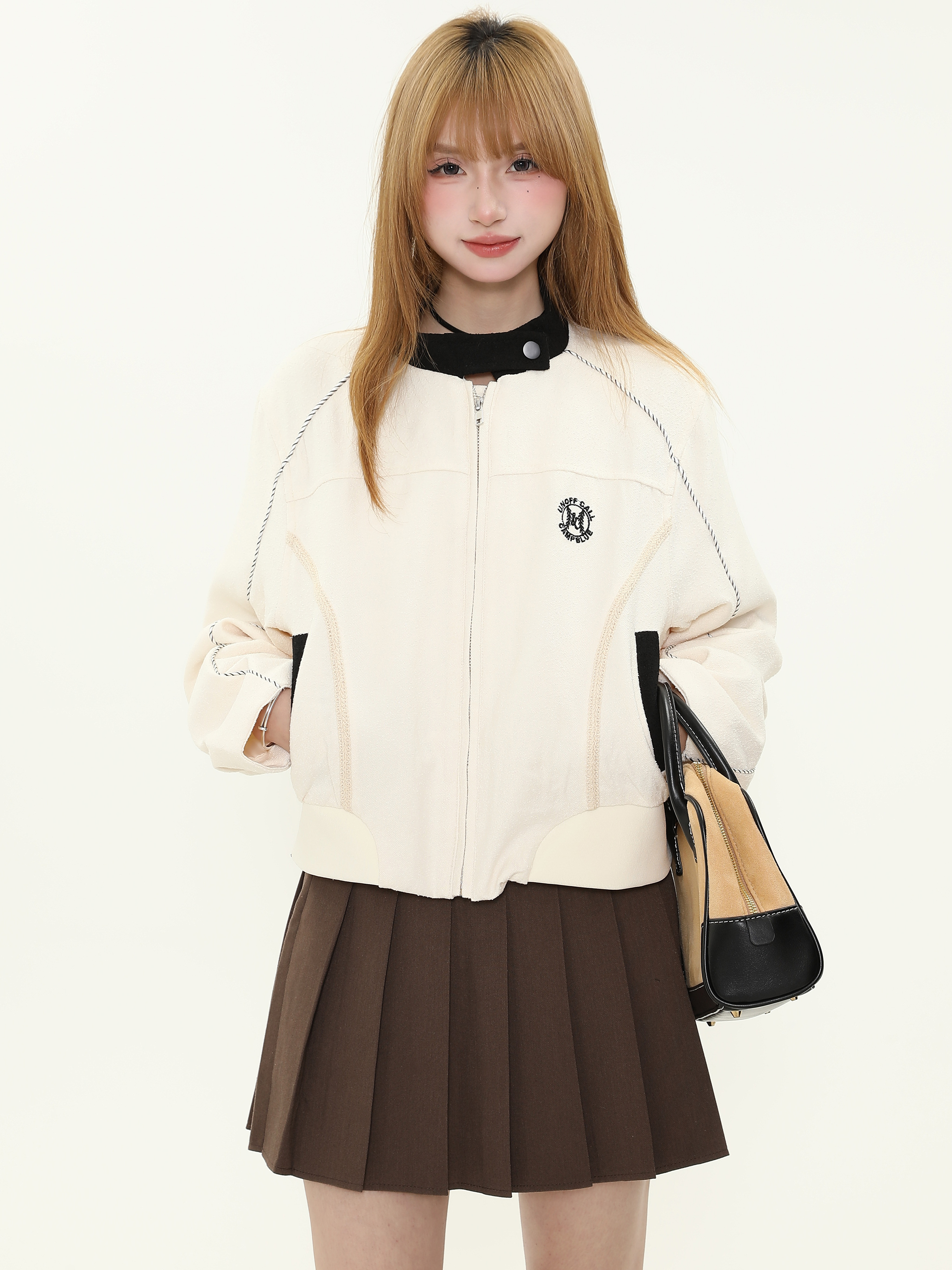 Women's Slim Fit Zipper Baseball Jacket - American Street Style, Cool Casual Outerwear for Spring & Autumn Women's Slim Fit Zipper Baseball Jacket - American Street Style, Cool Casual Outerwear for Spring & Autumn