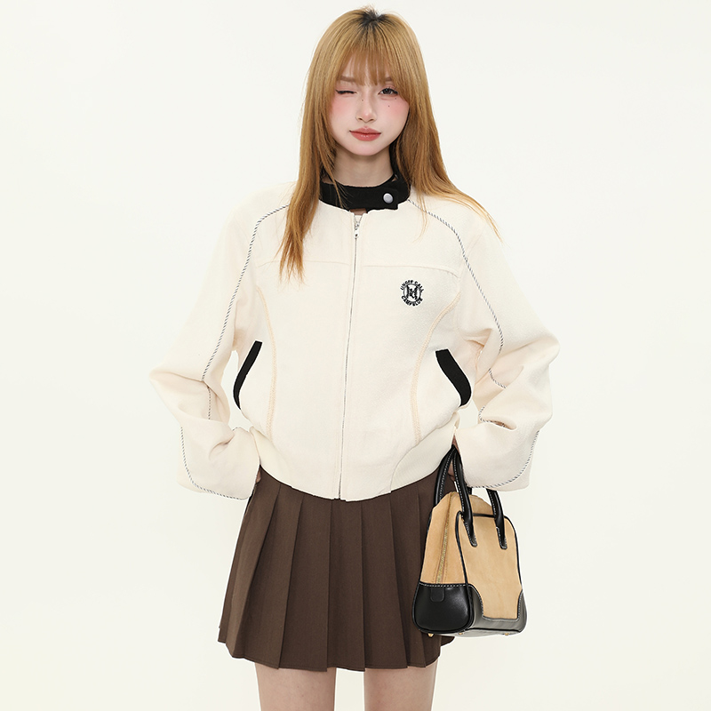 Women's Slim Fit Zipper Baseball Jacket - American Street Style, Cool Casual Outerwear for Spring & Autumn