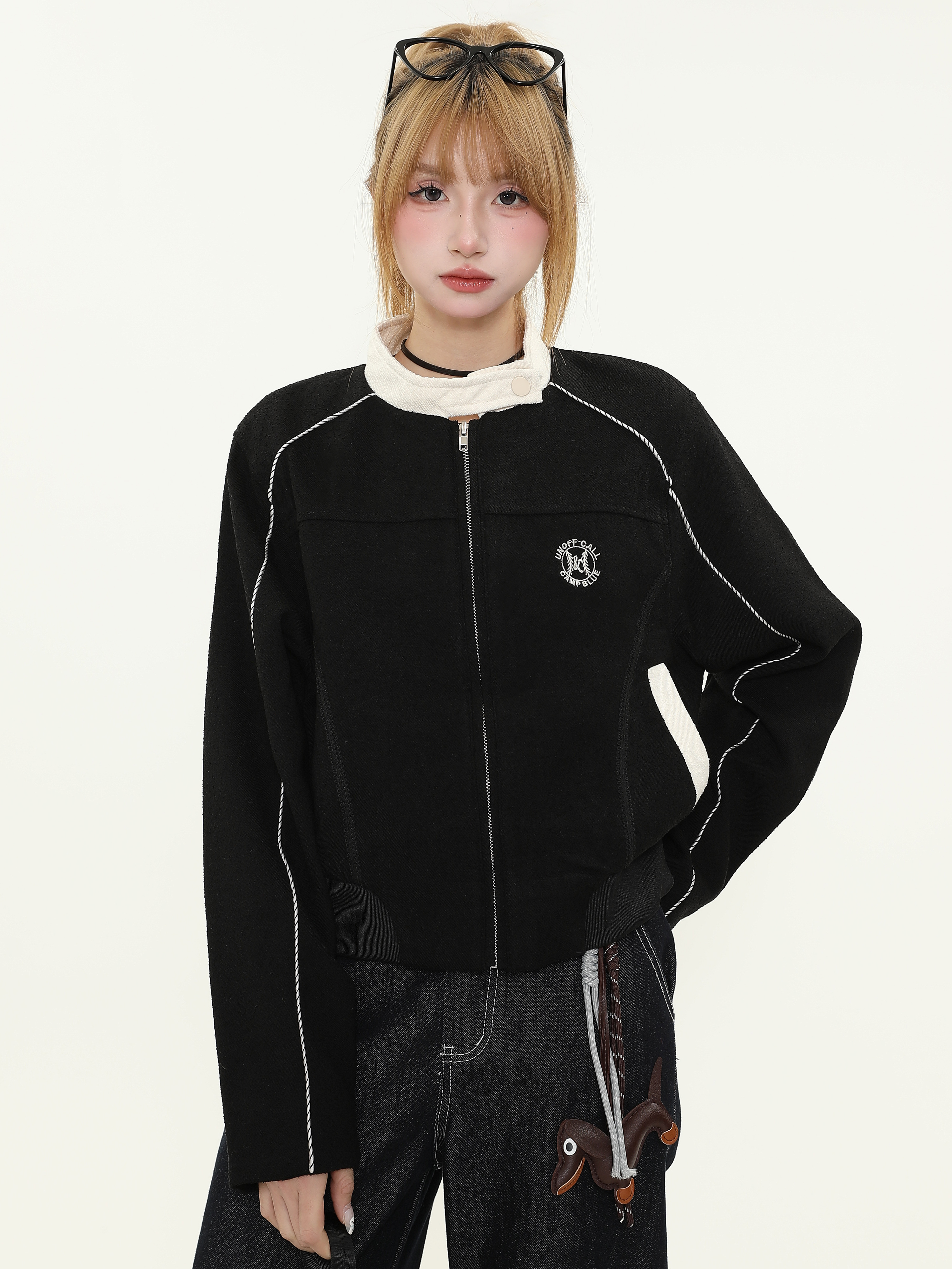 Women's Slim Fit Zipper Baseball Jacket - American Street Style, Cool Casual Outerwear for Spring & Autumn Women's Slim Fit Zipper Baseball Jacket - American Street Style, Cool Casual Outerwear for Spring & Autumn