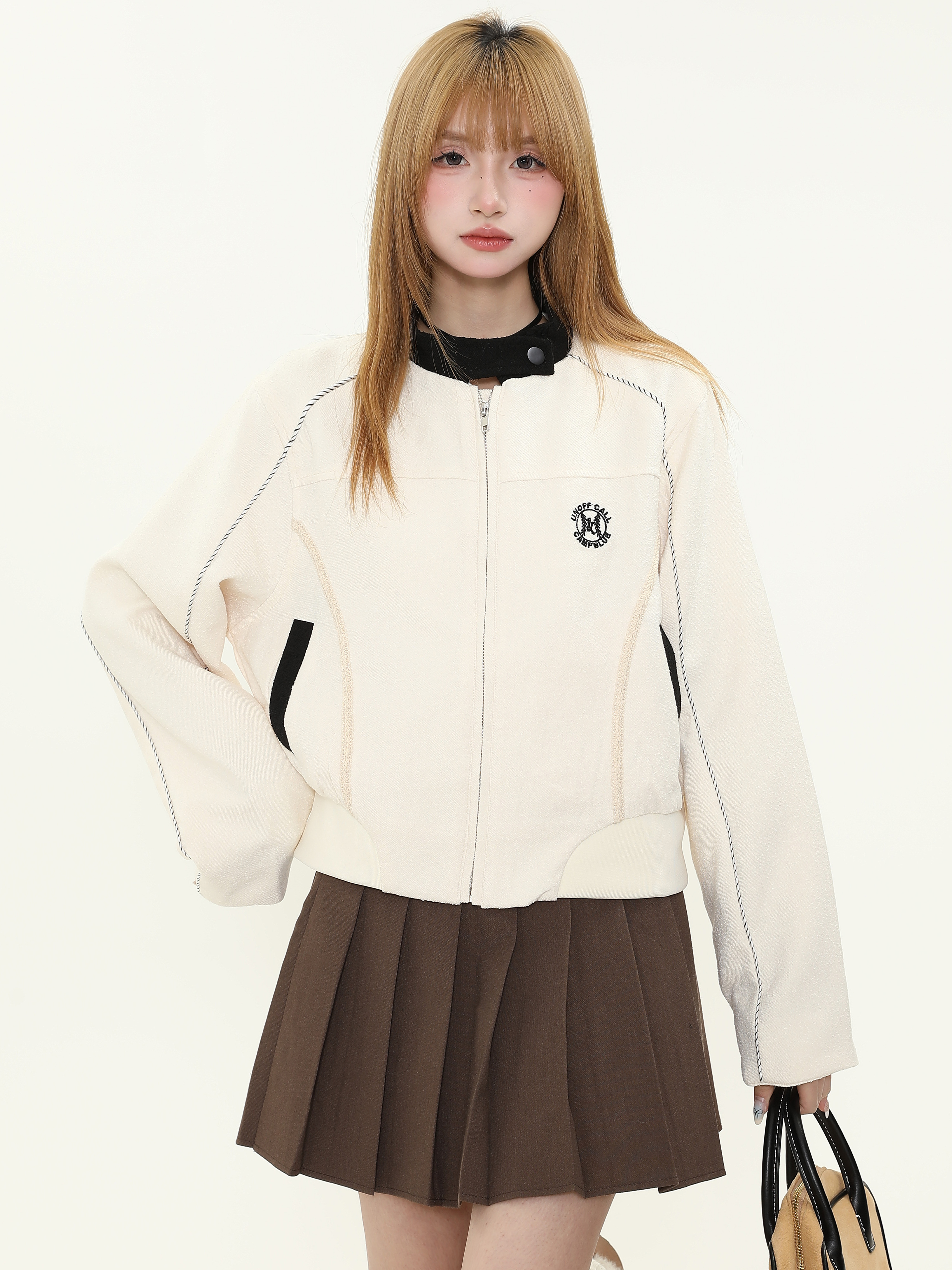 Women's Slim Fit Zipper Baseball Jacket - American Street Style, Cool Casual Outerwear for Spring & Autumn