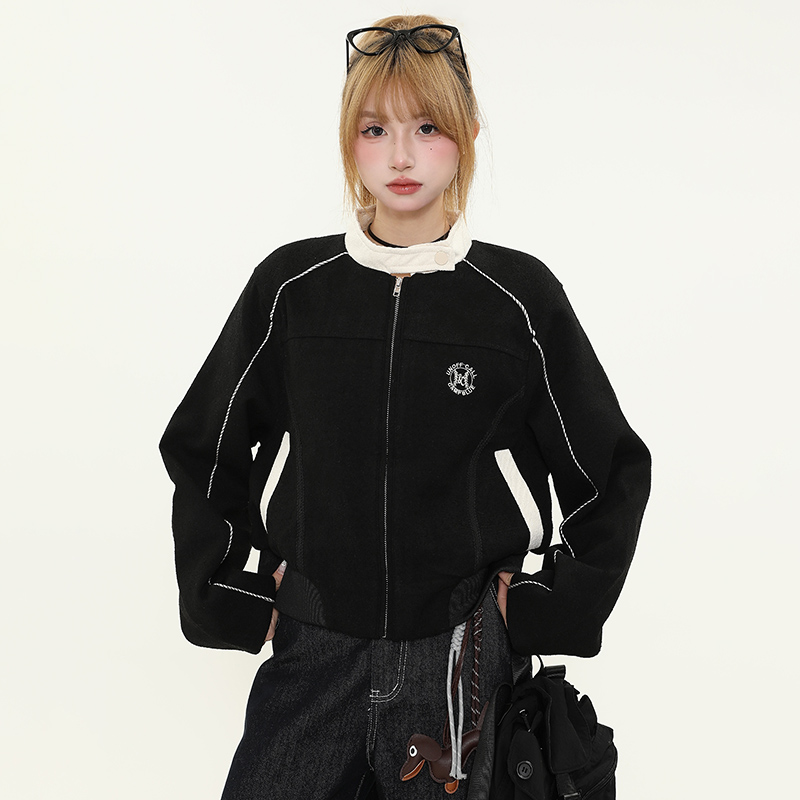 Women's Slim Fit Zipper Baseball Jacket - American Street Style, Cool Casual Outerwear for Spring & Autumn Women's Slim Fit Zipper Baseball Jacket - American Street Style, Cool Casual Outerwear for Spring & Autumn