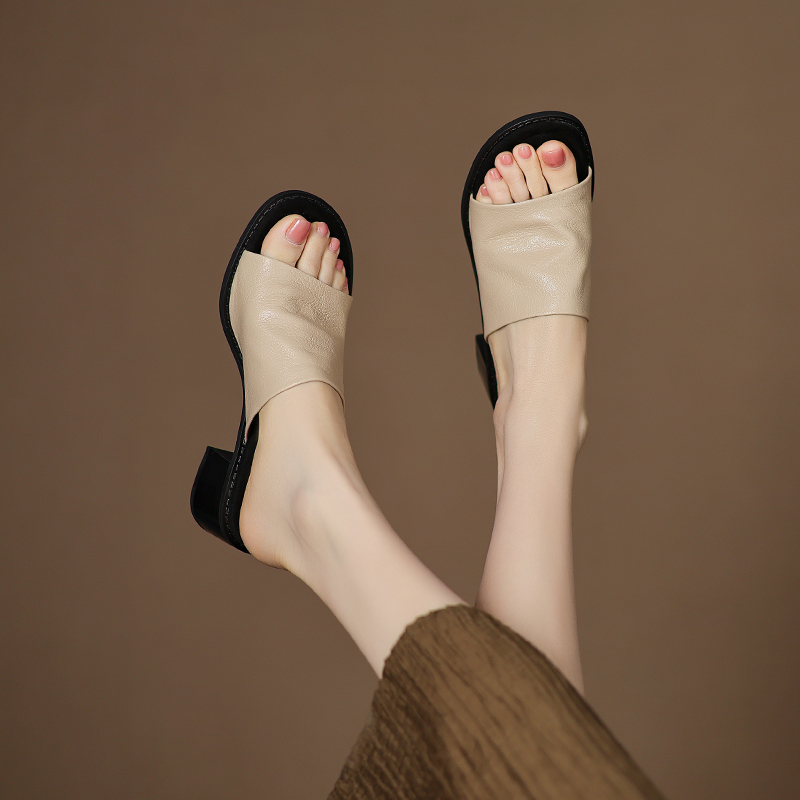 Women's Soft Sheepskin Thick-Soled Open-Toe Slide Sandals - Ultra Comfortable Summer Outdoor Footwear Women's Soft Sheepskin Thick-Soled Open-Toe Slide Sandals - Ultra Comfortable Summer Outdoor Footwear