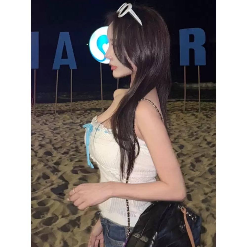 Women's Strapless White Off-Shoulder T-Shirt Top - Sexy Tight-Fitting Chest-Revealing Vest in Korean Style Women's Strapless White Off-Shoulder T-Shirt Top - Sexy Tight-Fitting Chest-Revealing Vest in Korean Style