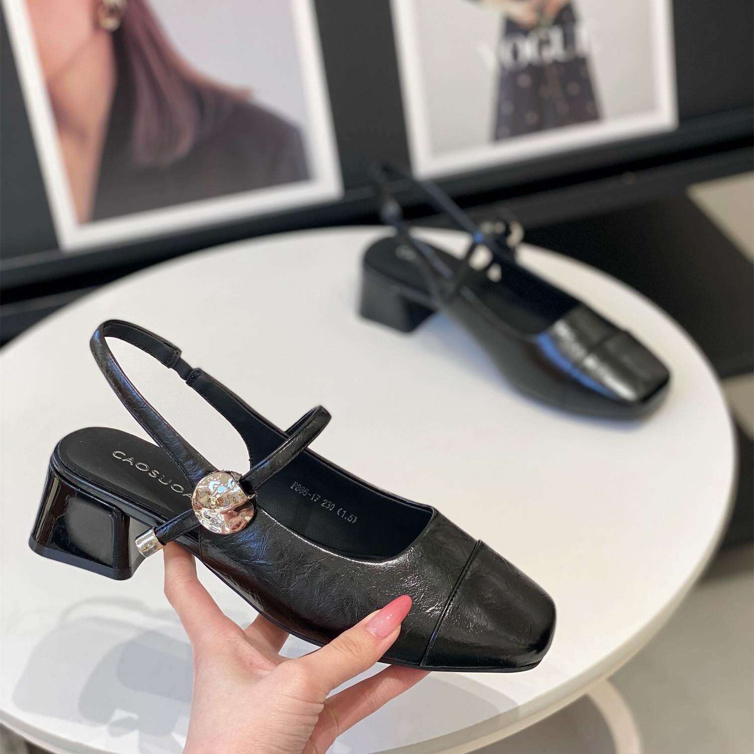 Women's Summer 2025 Fashion Sandals, Elegant Slip-On Chunky Heel Mary Jane Shoes with French Square Toe