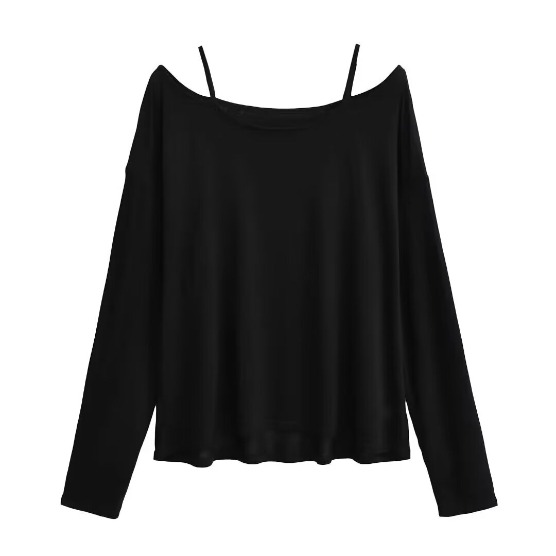 Women's Summer Off-Shoulder Loose Cardigan T-Shirt - Relaxed Fit, Long Sleeve Camisole, Sun Protection, Casual Style Women's Summer Off-Shoulder Loose Cardigan T-Shirt - Relaxed Fit, Long Sleeve Camisole, Sun Protection, Casual Style