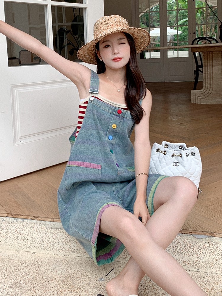 Women's Summer Thin Denim Overalls Set - Trendy Five-Point Shorts for a Youthful, Stylish Look - Perfect for 90s and Y2K Fashion Fans