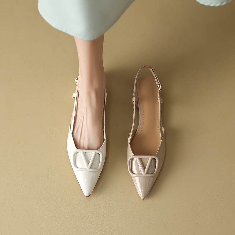 Women's Summer White Open-Toe Sandals - Genuine Leather One-Strap Backless Flats, French Princess Style Women's Summer White Open-Toe Sandals - Genuine Leather One-Strap Backless Flats, French Princess Style