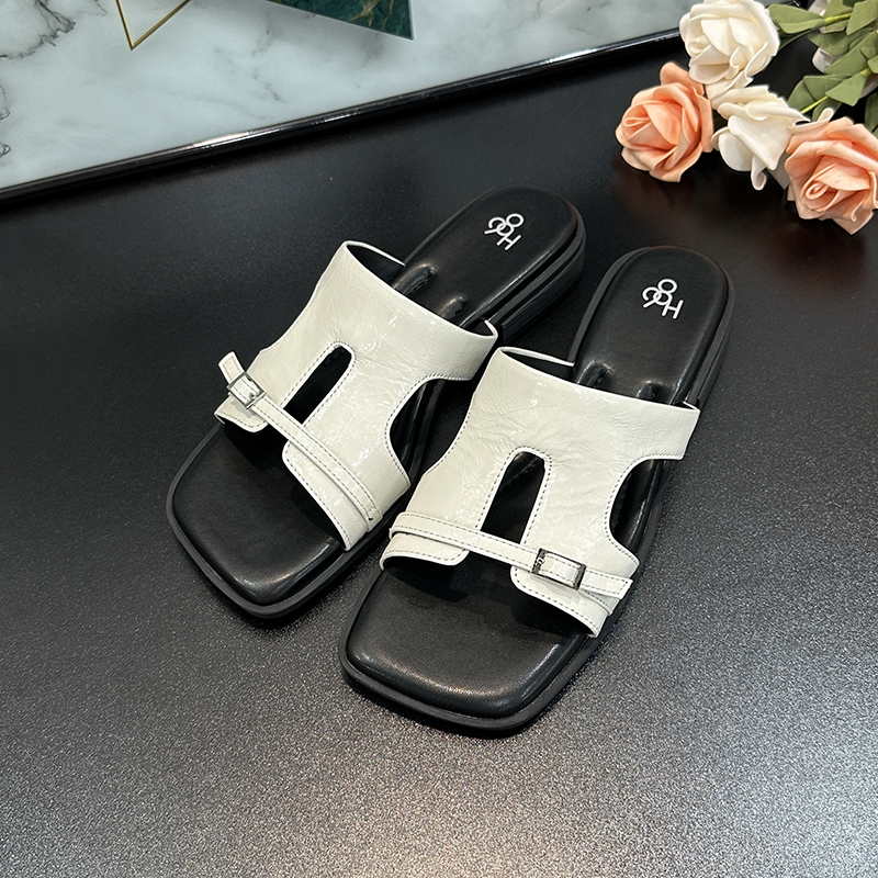 Women's Thick-Soled Slide Sandals with Square Toe - Chunky Heel, Open Toe, Casual Summer Style, Versatile Footwear for 2025