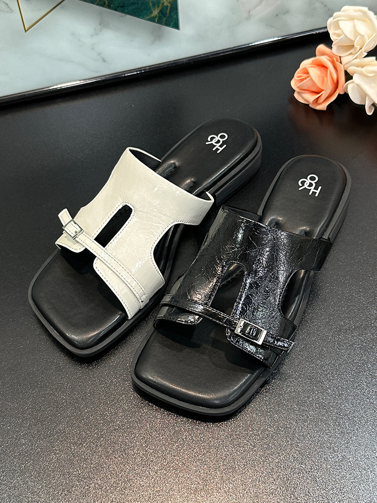 Women's Thick-Soled Slide Sandals with Square Toe - Chunky Heel, Open Toe, Casual Summer Style, Versatile Footwear for 2025