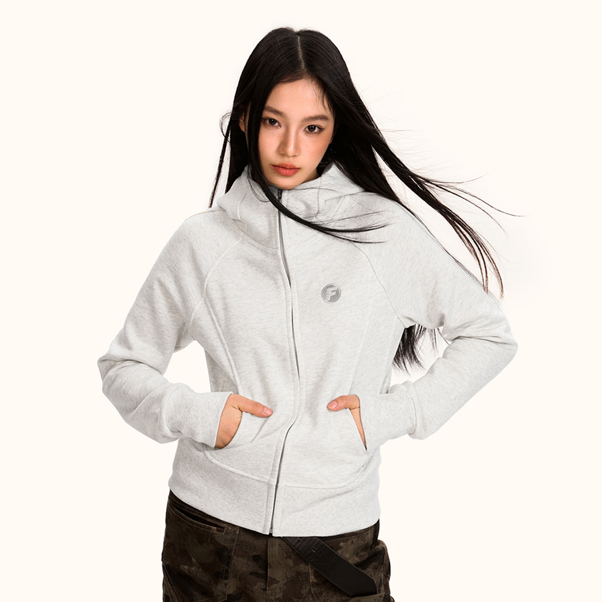 Women's Vintage American-Style Slim-Fit Hooded Sports Cardigan - Trendy Yoga Top Jacket