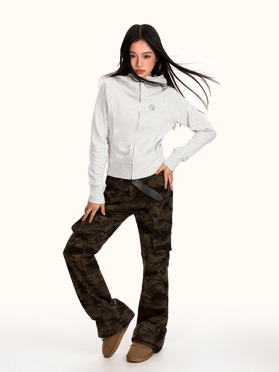 Women's Vintage American-Style Slim-Fit Hooded Sports Cardigan - Trendy Yoga Top Jacket Women's Vintage American-Style Slim-Fit Hooded Sports Cardigan - Trendy Yoga Top Jacket