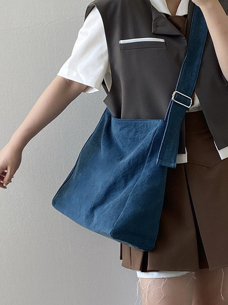 Women's Vintage Denim Shoulder Crossbody Tote Bag - Large Capacity Casual Style for Spring Summer 2025