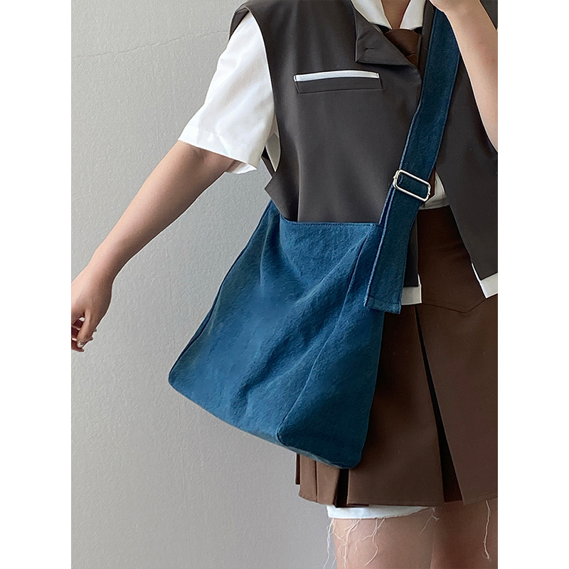 Women's Vintage Denim Shoulder Crossbody Tote Bag - Large Capacity Casual Style for Spring Summer 2025