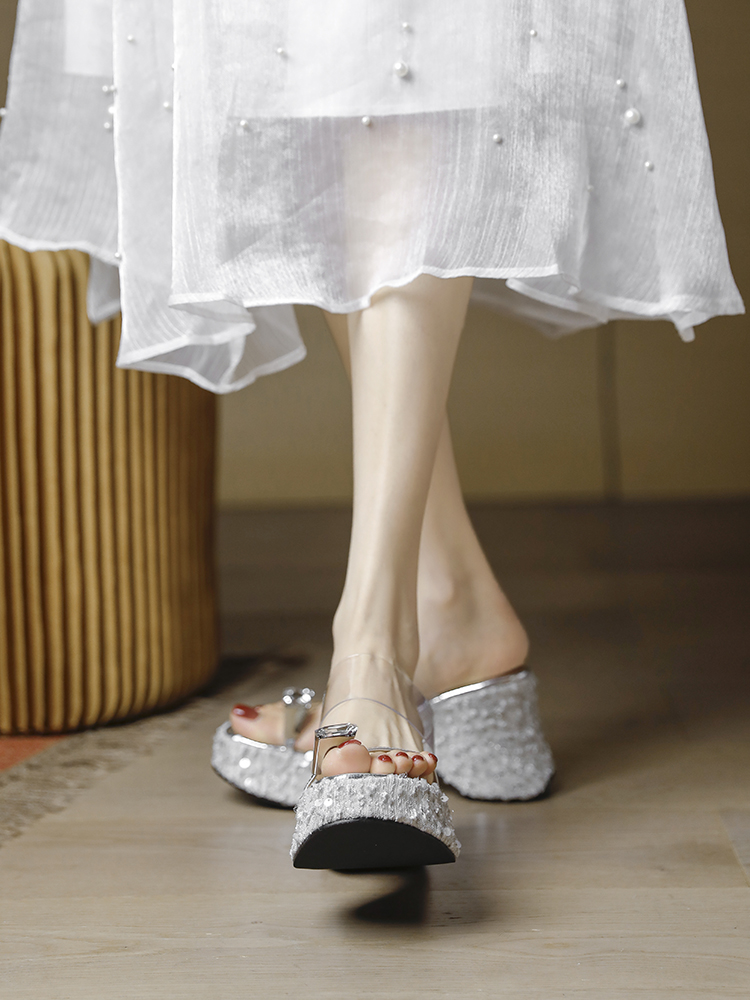 Women's Waterproof Platform Sandals with Thick Sole and Ultra-High Heel - Comfortable Height-Increasing Slide Sandals Women's Waterproof Platform Sandals with Thick Sole and Ultra-High Heel - Comfortable Height-Increasing Slide Sandals