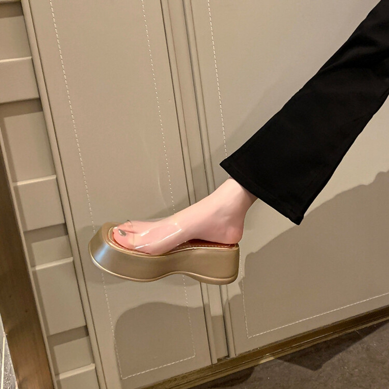 Women's Waterproof Wedge Sandals - Thick-Soled Platform Shoes, Transparent Half-Slippers, Stylish Outdoor Footwear Women's Waterproof Wedge Sandals - Thick-Soled Platform Shoes, Transparent Half-Slippers, Stylish Outdoor Footwear