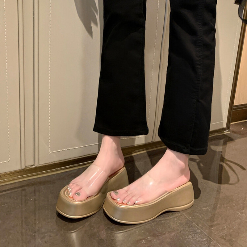 Women's Waterproof Wedge Sandals - Thick-Soled Platform Shoes, Transparent Half-Slippers, Stylish Outdoor Footwear Women's Waterproof Wedge Sandals - Thick-Soled Platform Shoes, Transparent Half-Slippers, Stylish Outdoor Footwear
