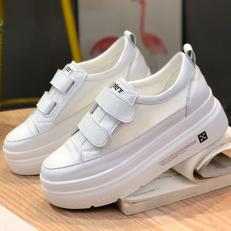 Women's White Breathable Mesh Platform Shoes - 2025 Summer Hidden Height Increasing Casual Wedge Sneakers Women's White Breathable Mesh Platform Shoes - 2025 Summer Hidden Height Increasing Casual Wedge Sneakers