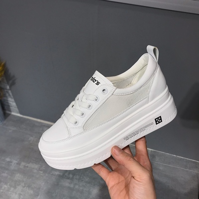 Women's White Breathable Mesh Platform Shoes - 2025 Summer Hidden Height Increasing Casual Wedge Sneakers Women's White Breathable Mesh Platform Shoes - 2025 Summer Hidden Height Increasing Casual Wedge Sneakers