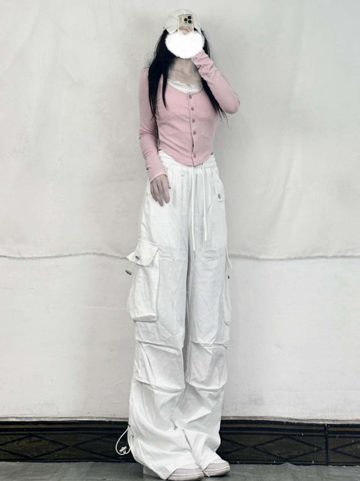 Women's White Jazz Dance Overalls - Spicy Girl Loose Wide-Leg Pants for Casual Dance - Y2K Style