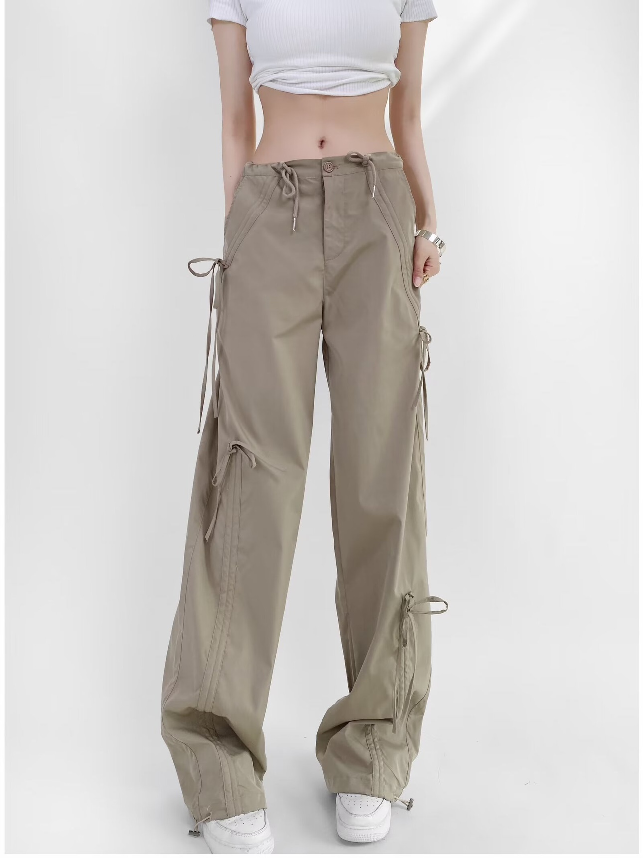 Women's Wide-Leg Bow Tie Work Pants - Stylish Versatile Jazz Street Dance American Design