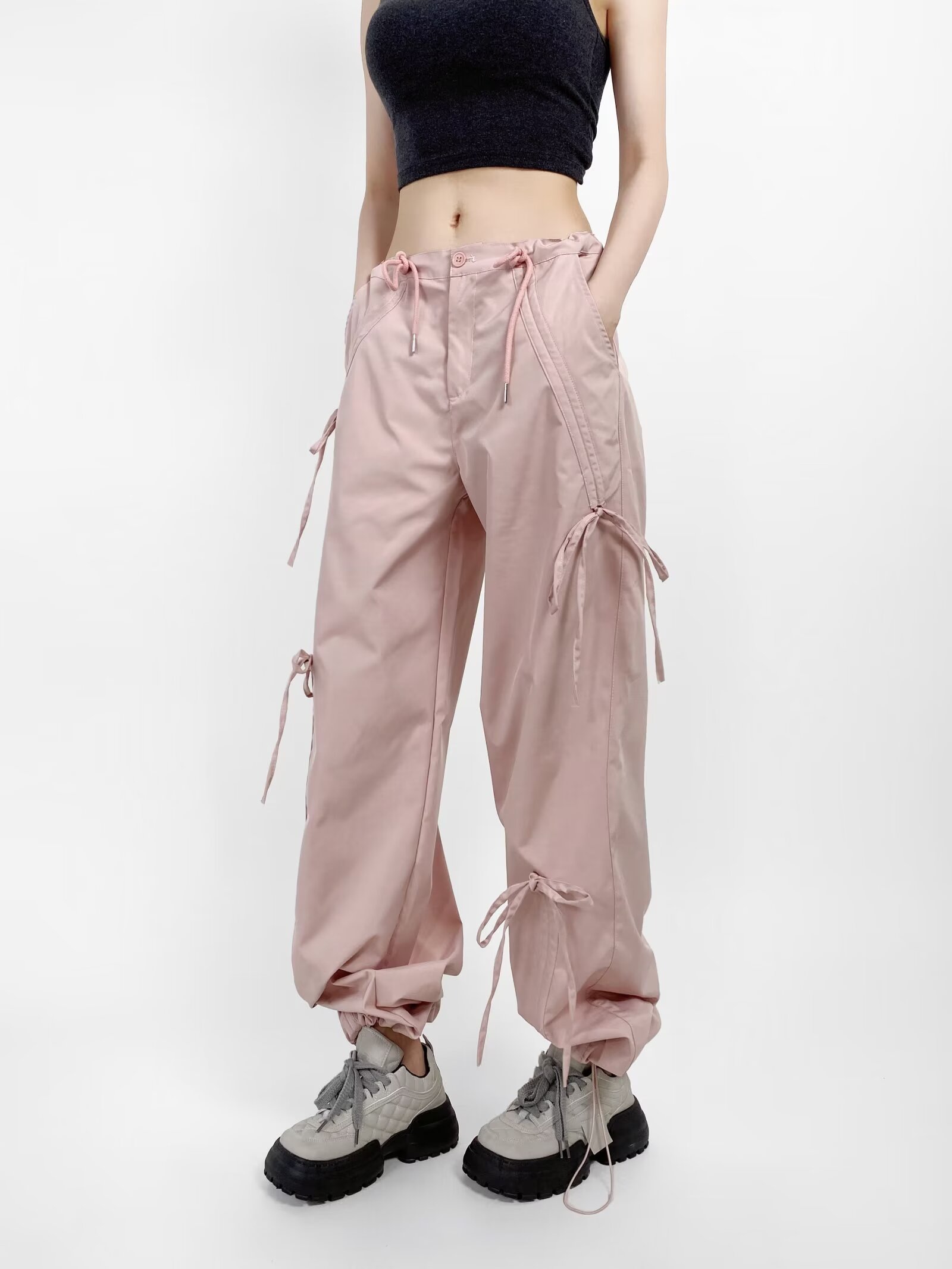 Women's Wide-Leg Bow Tie Work Pants - Stylish Versatile Jazz Street Dance American Design Women's Wide-Leg Bow Tie Work Pants - Stylish Versatile Jazz Street Dance American Design