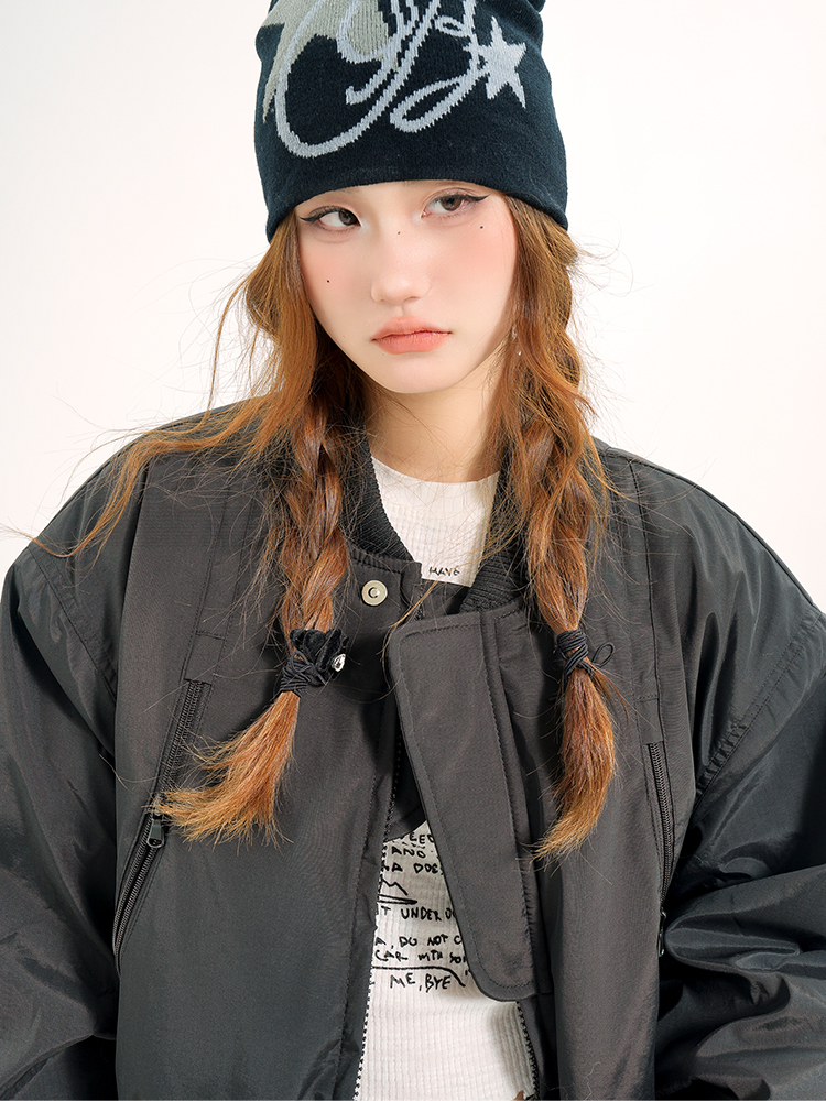 Women's Winter Baseball Jacket - Casual Zipper Coat in Cotton, Loose Fit, Versatile Outerwear for Couples, American Functional Style Women's Winter Baseball Jacket - Casual Zipper Coat in Cotton, Loose Fit, Versatile Outerwear for Couples, American Functional Style