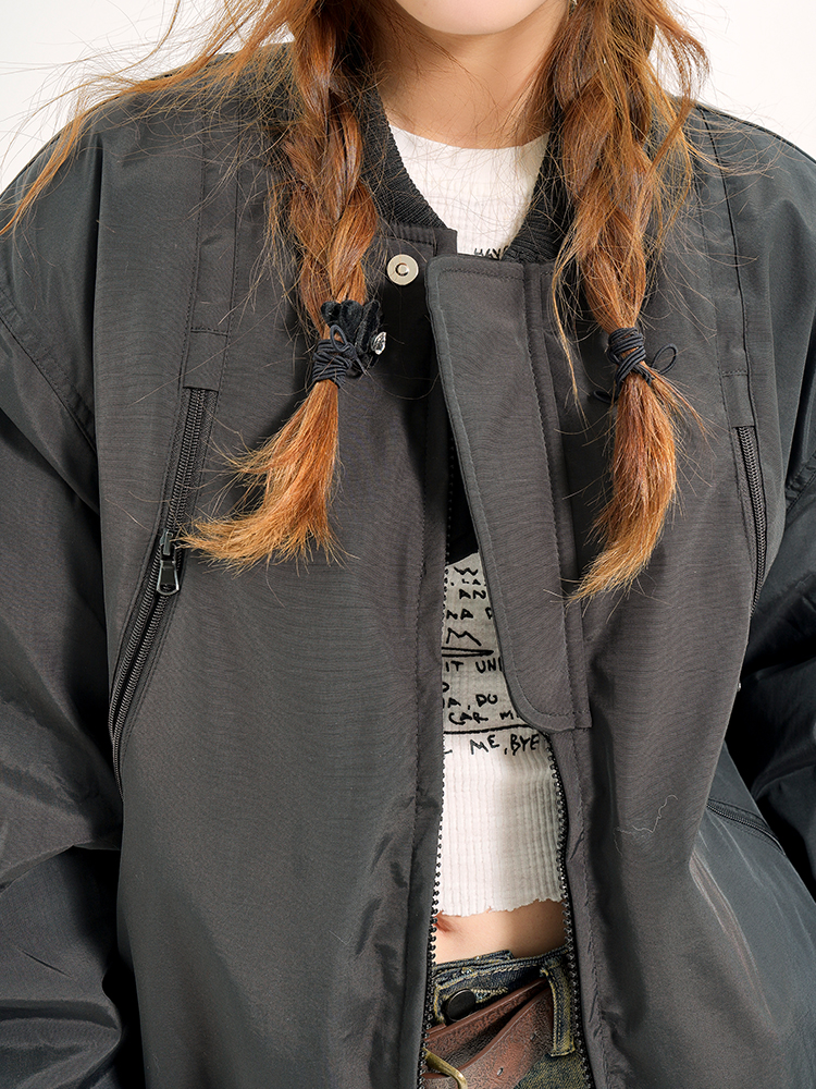 Women's Winter Baseball Jacket - Casual Zipper Coat in Cotton, Loose Fit, Versatile Outerwear for Couples, American Functional Style Women's Winter Baseball Jacket - Casual Zipper Coat in Cotton, Loose Fit, Versatile Outerwear for Couples, American Functional Style